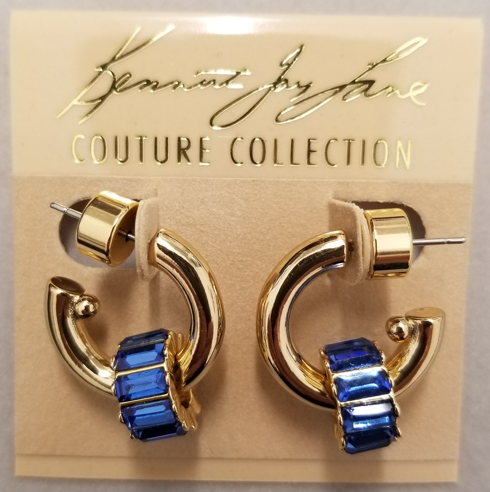 Saphire Baguette Hoop Pierced Earring