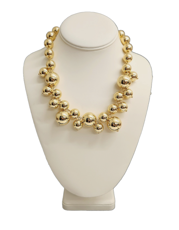 16.5 - 19.5" Polished Gold Beads Necklace