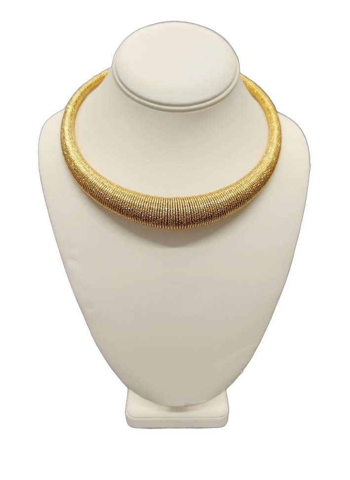 Ribbed Gold Bib Necklace