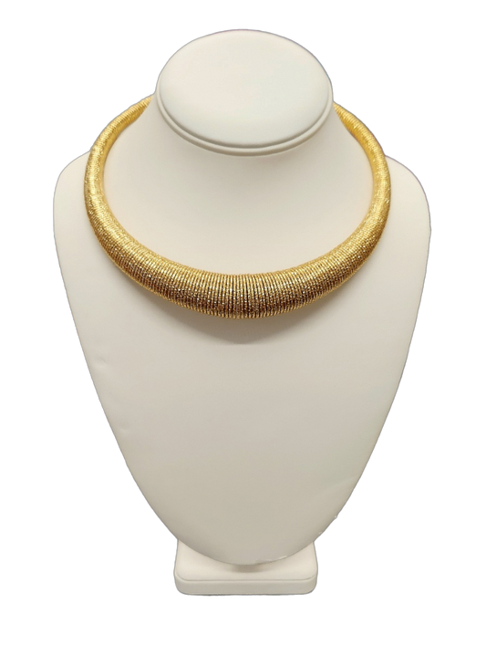 Ribbed Gold Bib Necklace
