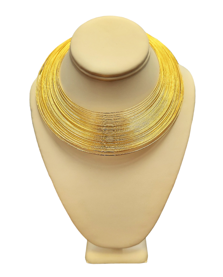 Multi Row Gold Wire Open Collar Neck
