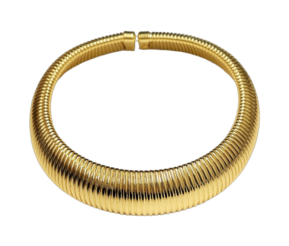 Ribbed Gold Choker Necklace w