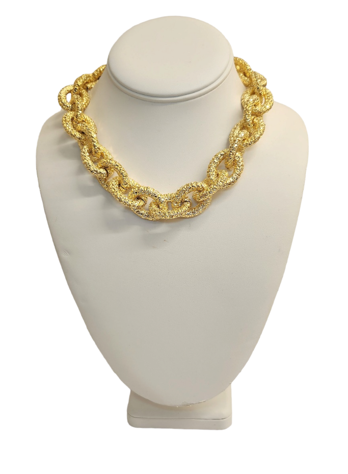 17" Gold Textured Link Toggle Necklace