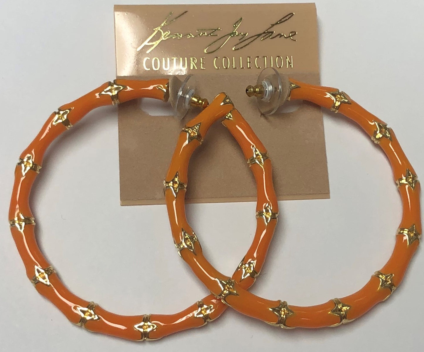Large Light Coral Bamboo Hoop Pierced Earring