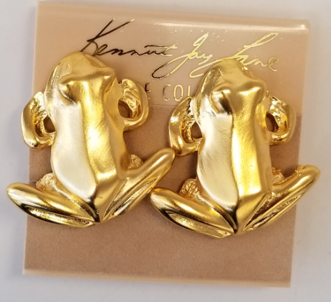 Satin Gold Frog Earring