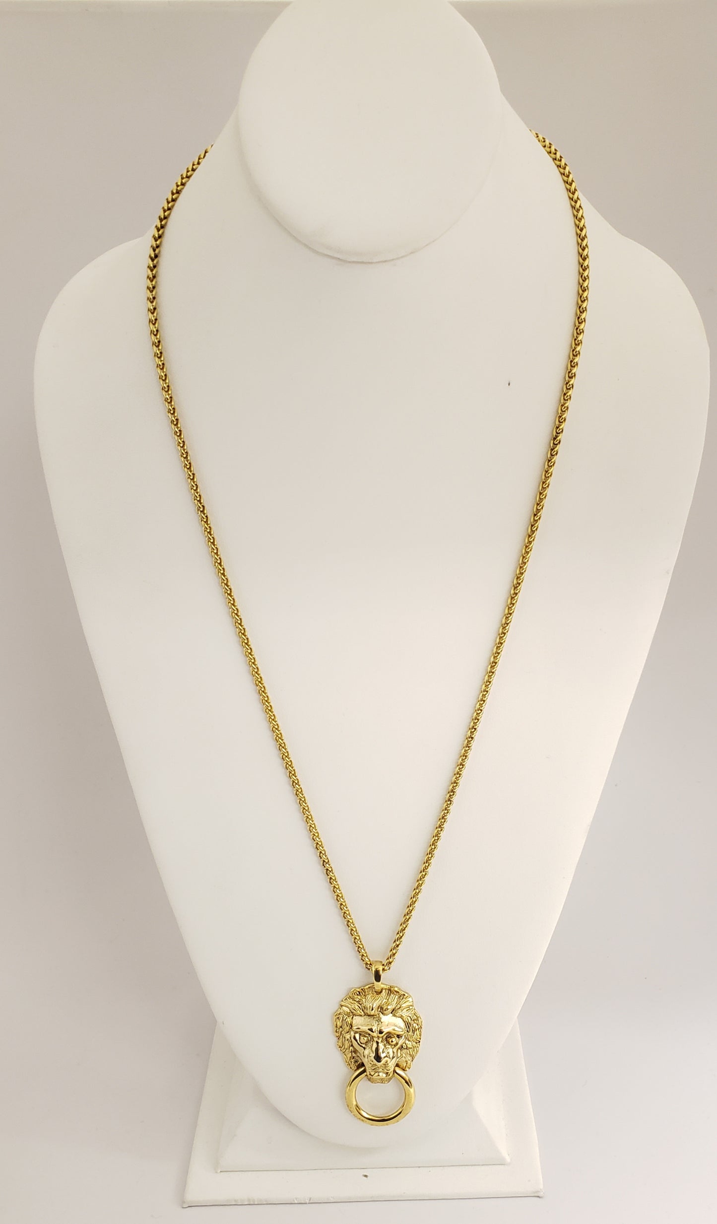 27" Gold With 2" Lion Head Pendant Necklace