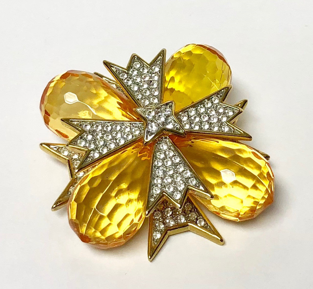 Gold Crystal Topaz Cross Pin
