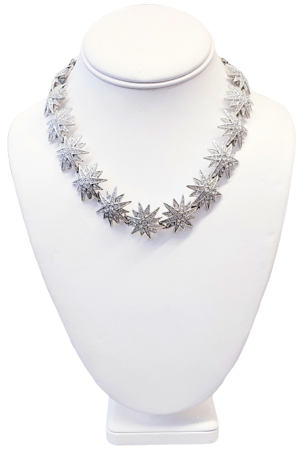 15"-20" Rhodium-Rhinestone Starburst Necklace