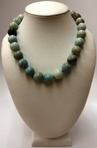 18" Round Amazonite Bead Gold S Hook Necklace