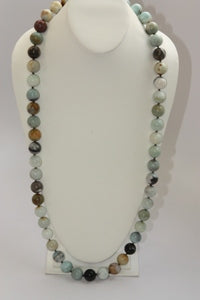 36" Round Amazonite Beads Gold S Hook Necklace