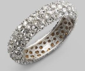 Silver and Crystal Oval Stones Bombe' Hinged Bangle