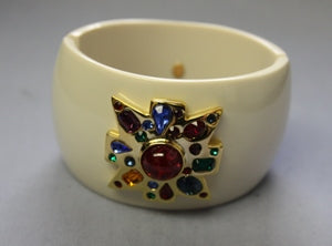 Ivory Small Multi Dark-Ruby Center Cross Cuff