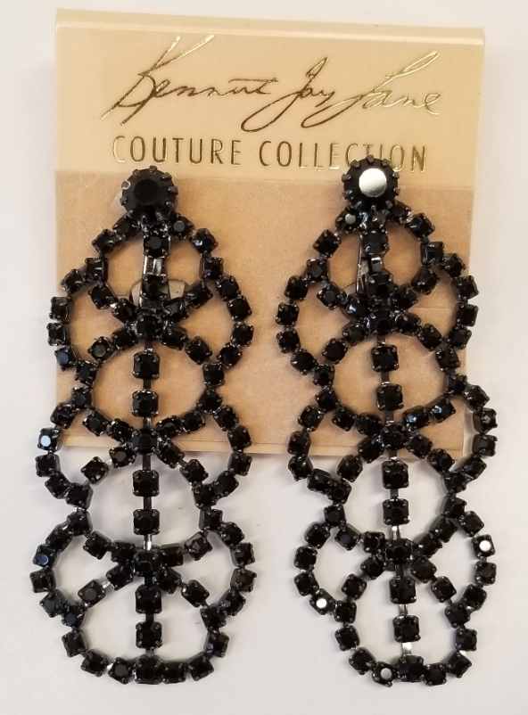 Gunmetal and Jet Long Lace Drop Earring