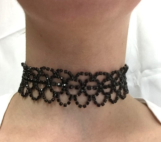 Gunmetal and Jet Lace Choker