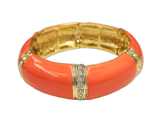 Coral with Rhinestone Enamel Bracelet