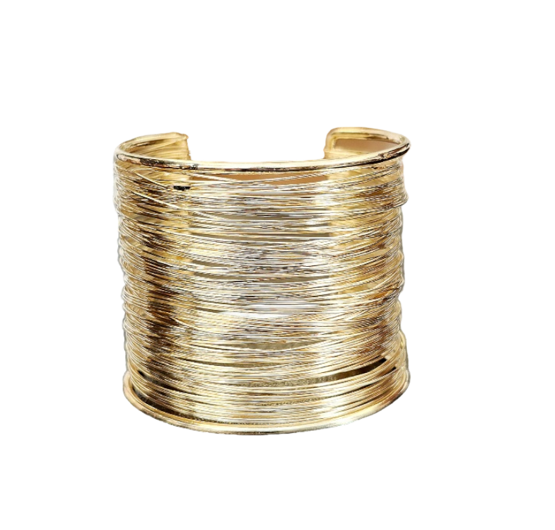 Gold Wired Open Cuff Bracelet