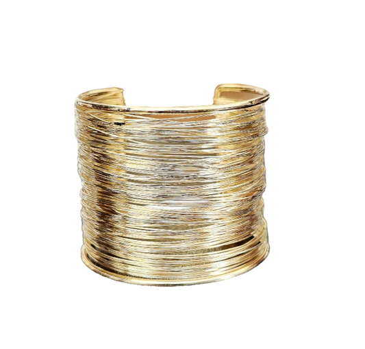 Gold Wired Open Cuff Bracelet