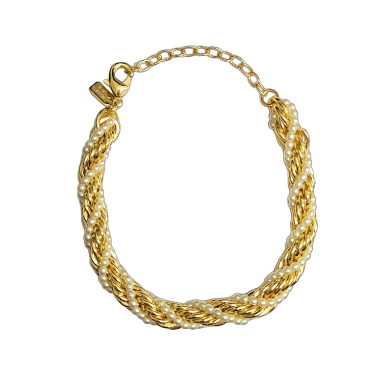 Gold with Pearl Twisted Bracelet
