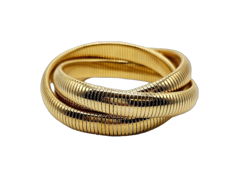 Gold Triple Snake Chain Slip On Bracelet