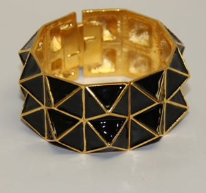 Black Enamel Two Row Geometric Bracelet