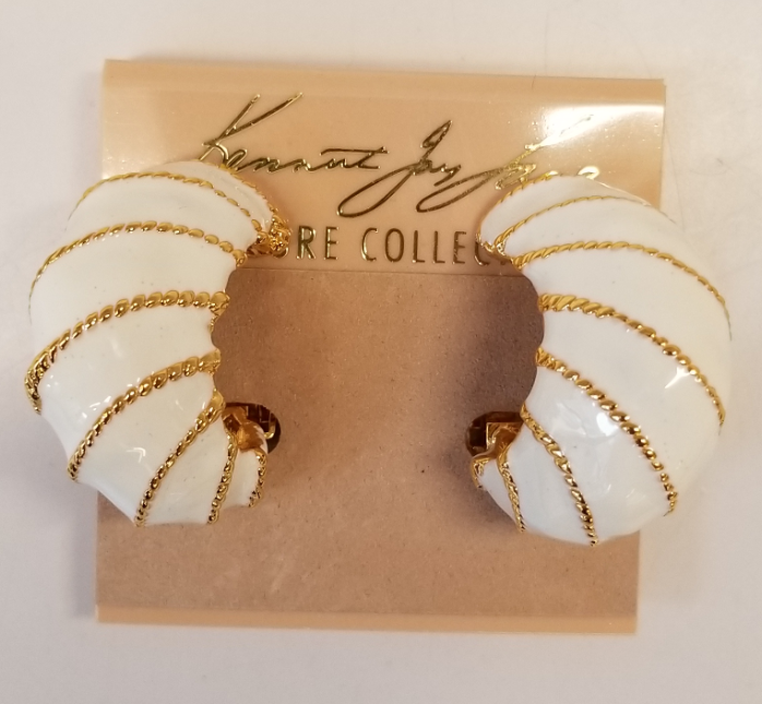 White Enamel Hoop Rope Earring