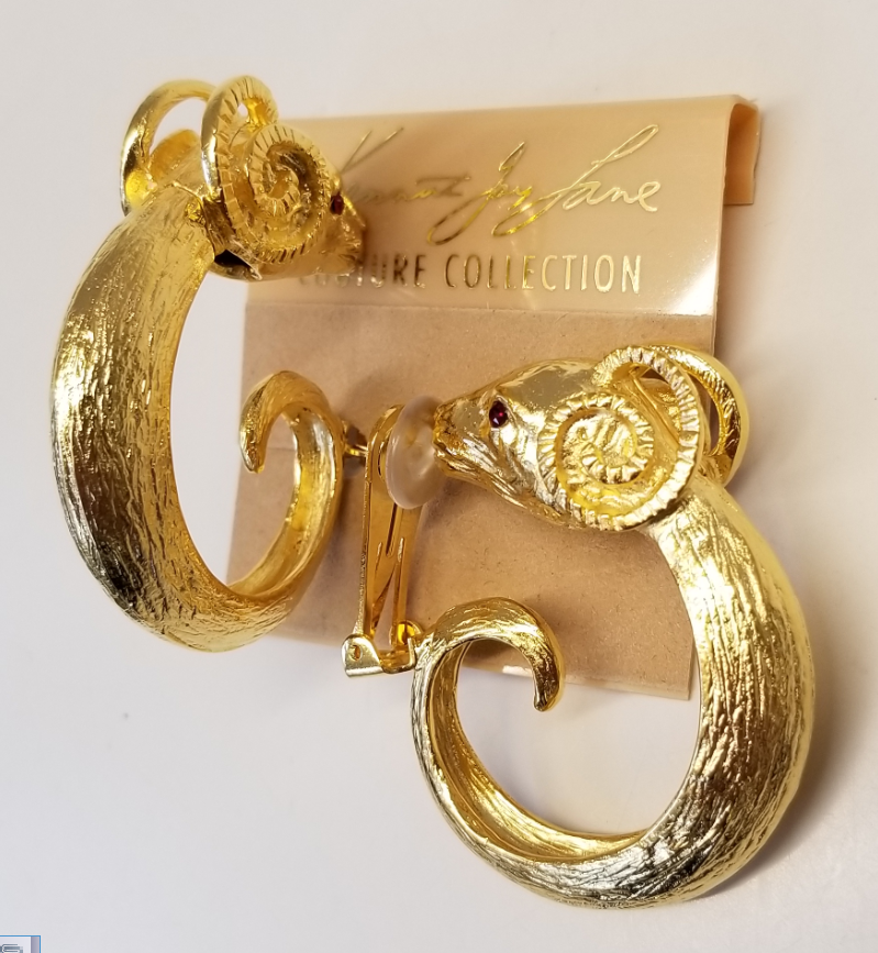 Satin Gold Fancy Ramshead Hoop Earring