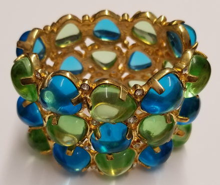 aqua & peridot prong set stones bracelet