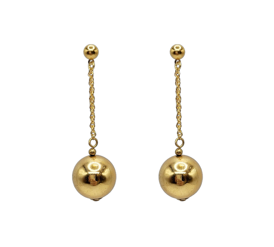 Gold Ball Drop Pierced Earrings