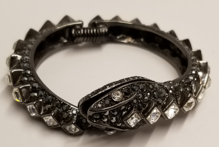 gunmetal-hematite crystal back snake bracelet