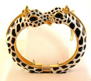 White and Black Enamel Giraffe Bracelet