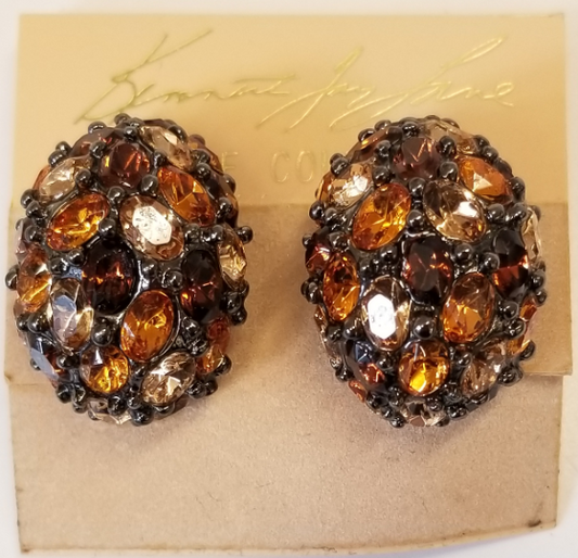 Multi Topaz Domed Clip Earring