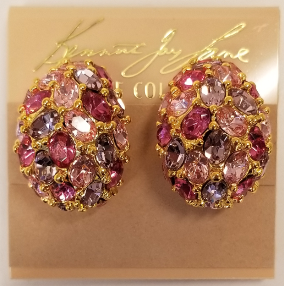 Gold and Multi Pink Clip Earring