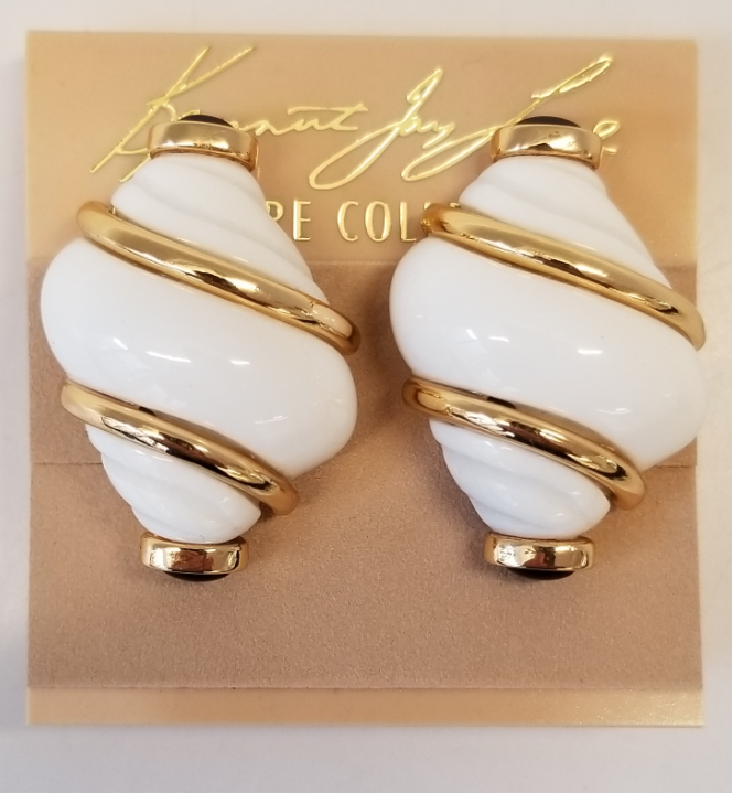 White shell clip earring