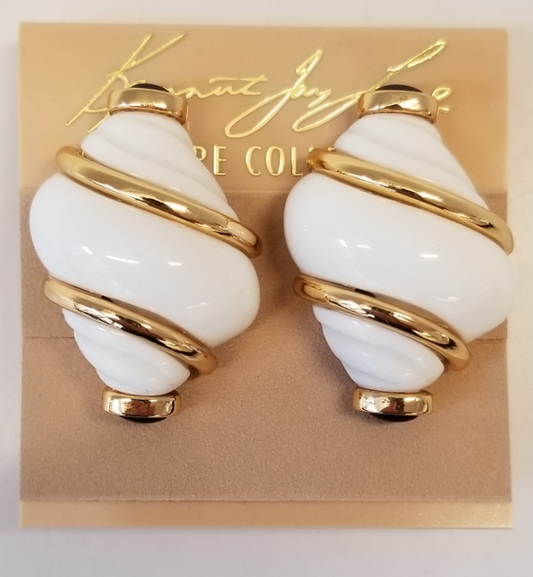 White shell clip earring