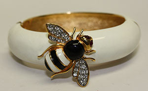 Enamel Bee Bangle With Crystal