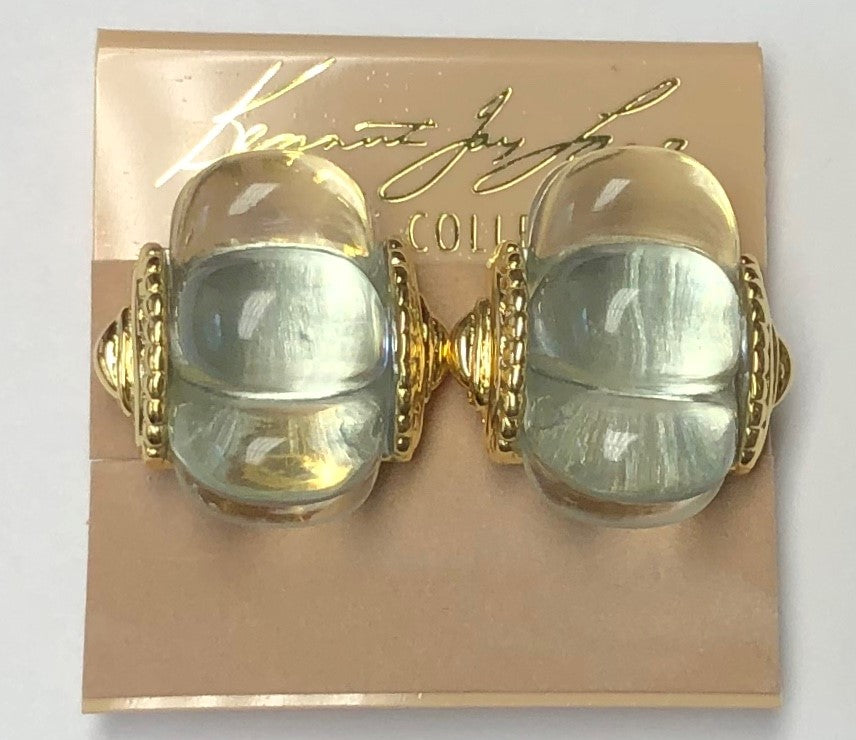 Gold Clear Shrimp Clip Earring