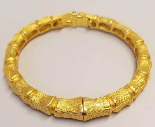 Satin Gold Tapered Bamboo Hinged Bracelet
