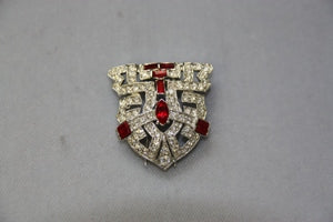 Rhodium-Crystal Ruby Deco PIn