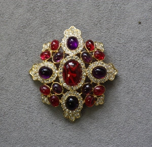 Flawed Ruby and Amythest Shield Pin