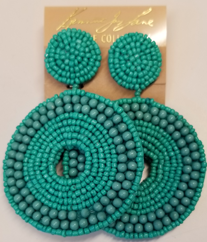 Turquoise Circle Drop Clip Earring