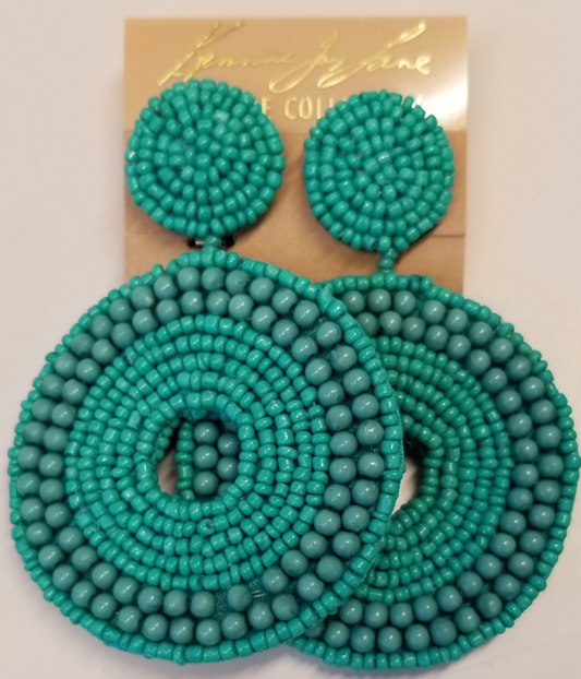 Turquoise Circle Drop Clip Earring
