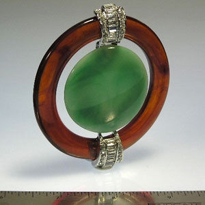 Tortoise Ring Jade Center Deco Pin
