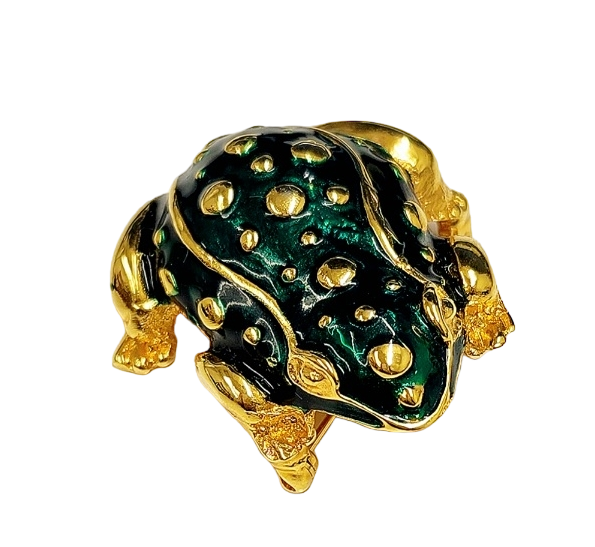 Gold Transparent Green Frog Pin