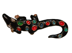 Black and Multi-Color Cabochons Alligator Pin