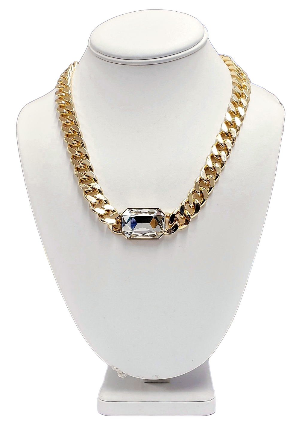 18.5" - 21.5" Adjustable Gold Chain with Crystal Stone Front Toggle Necklace