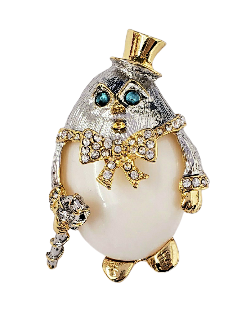 2 1-4"x1 1-2" Gold Humpty Dumpty Pin