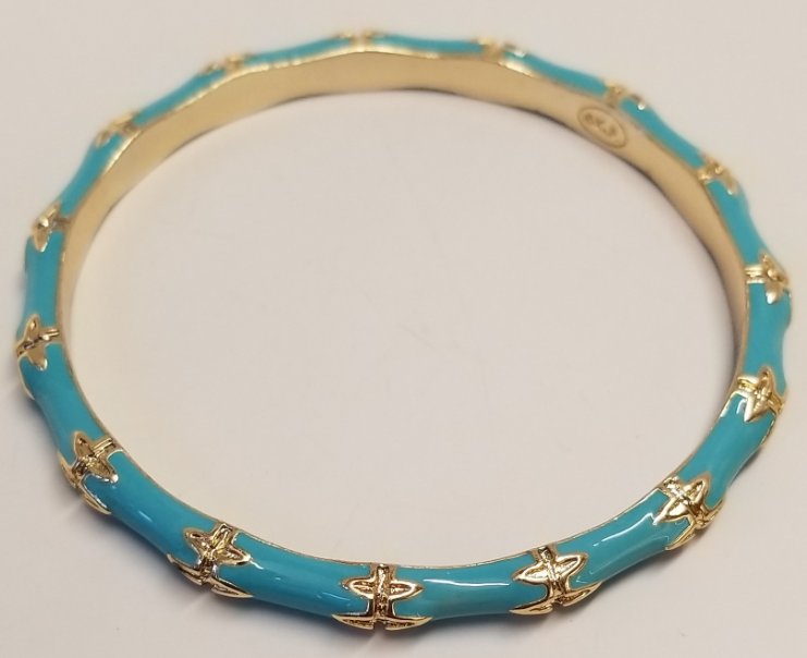 Turquoise Enamel Bamboo Bangle