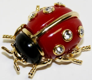 Red Ladybug With Crystal Dots Pin