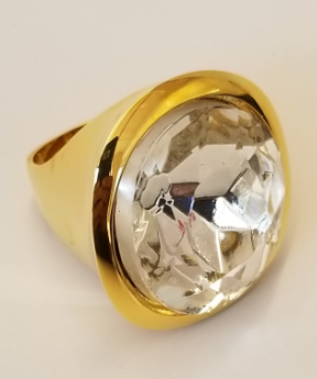 Polished Gold and Crystal Center Ring