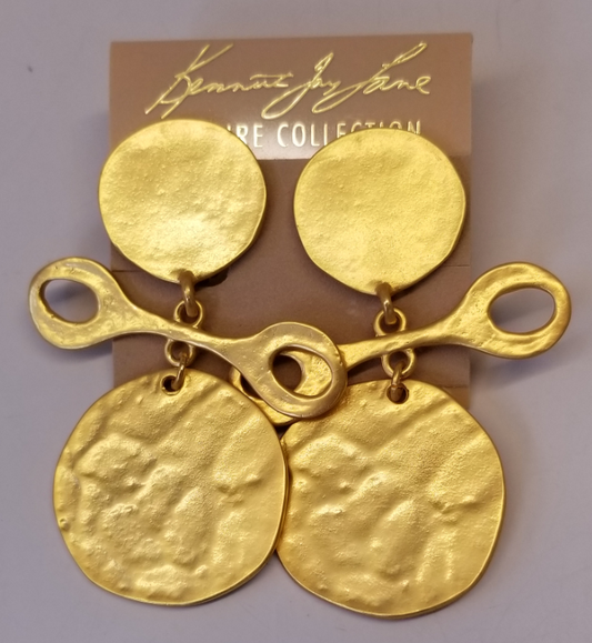 Satin Gold Coin Drop Clip Earring